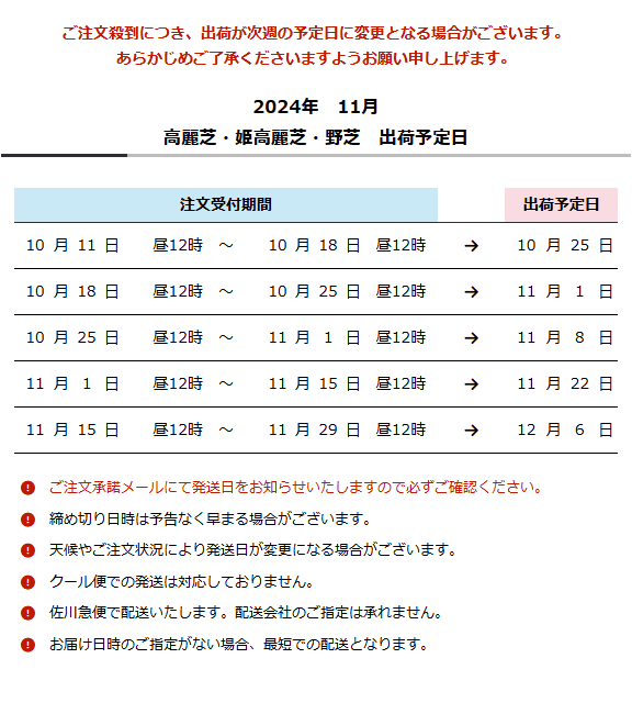 出荷予定日